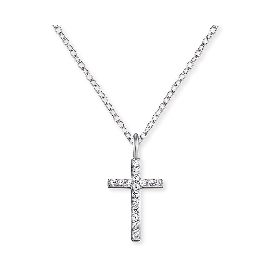 Filigrane Kreuz-Kette mit weißen Zirkonia