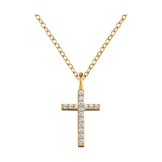Vergoldete Kreuz-Kette mit Zirkonia